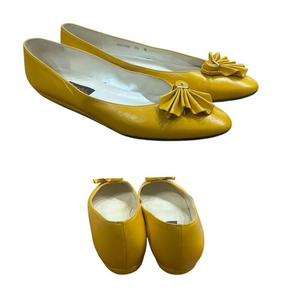 Vintage 1980s Yellow Leather Flats by Proxy Pointy Toe / Size 8.5 Narrow - - Picture 3 of 4